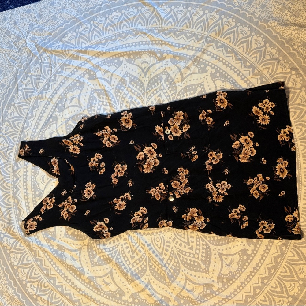 90s Miss California Black Floral Button  Front Midi Dress – Small, Made in USA,